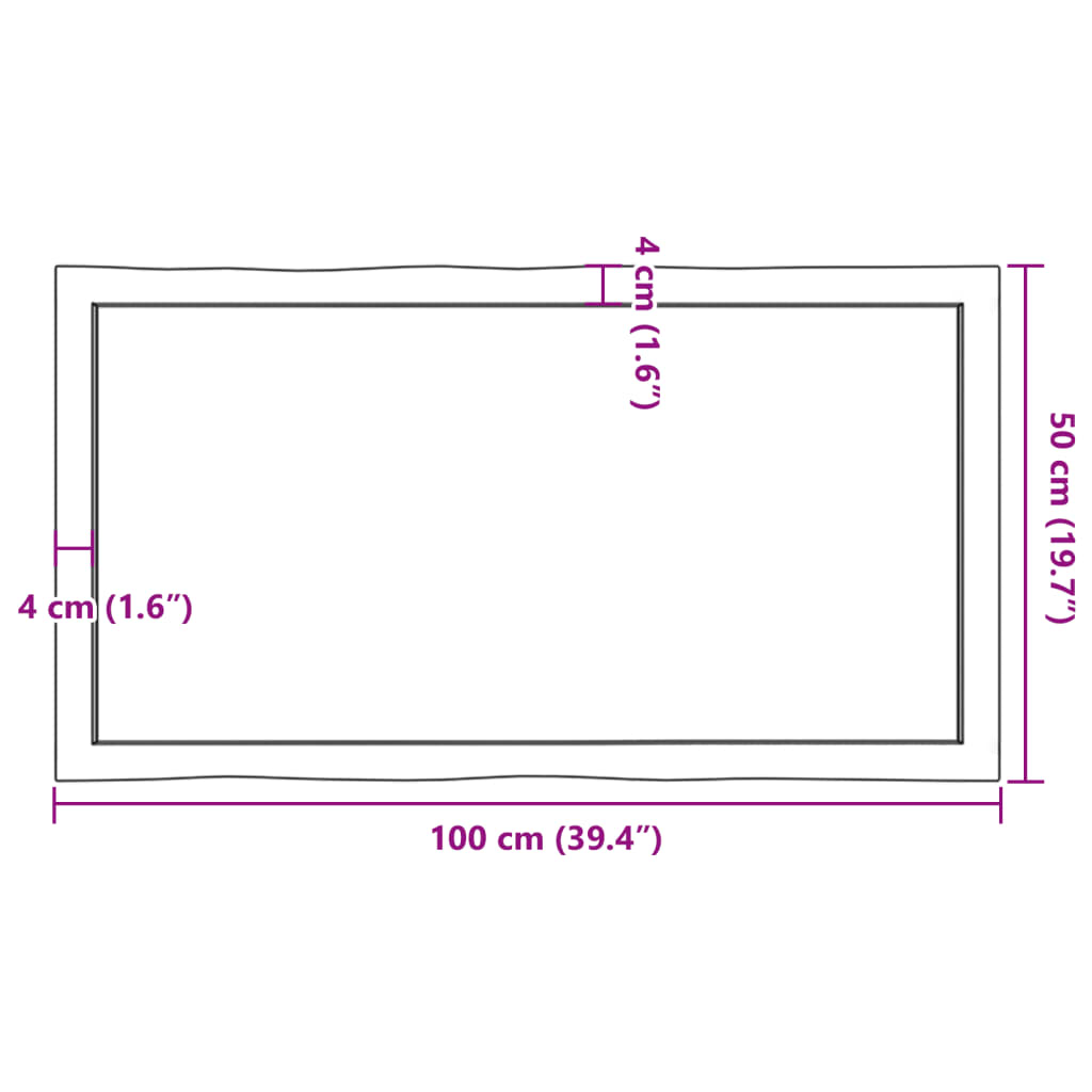 vidaXL Stolová doska 100x50x(2-4) cm neošetrený masív živé hrany