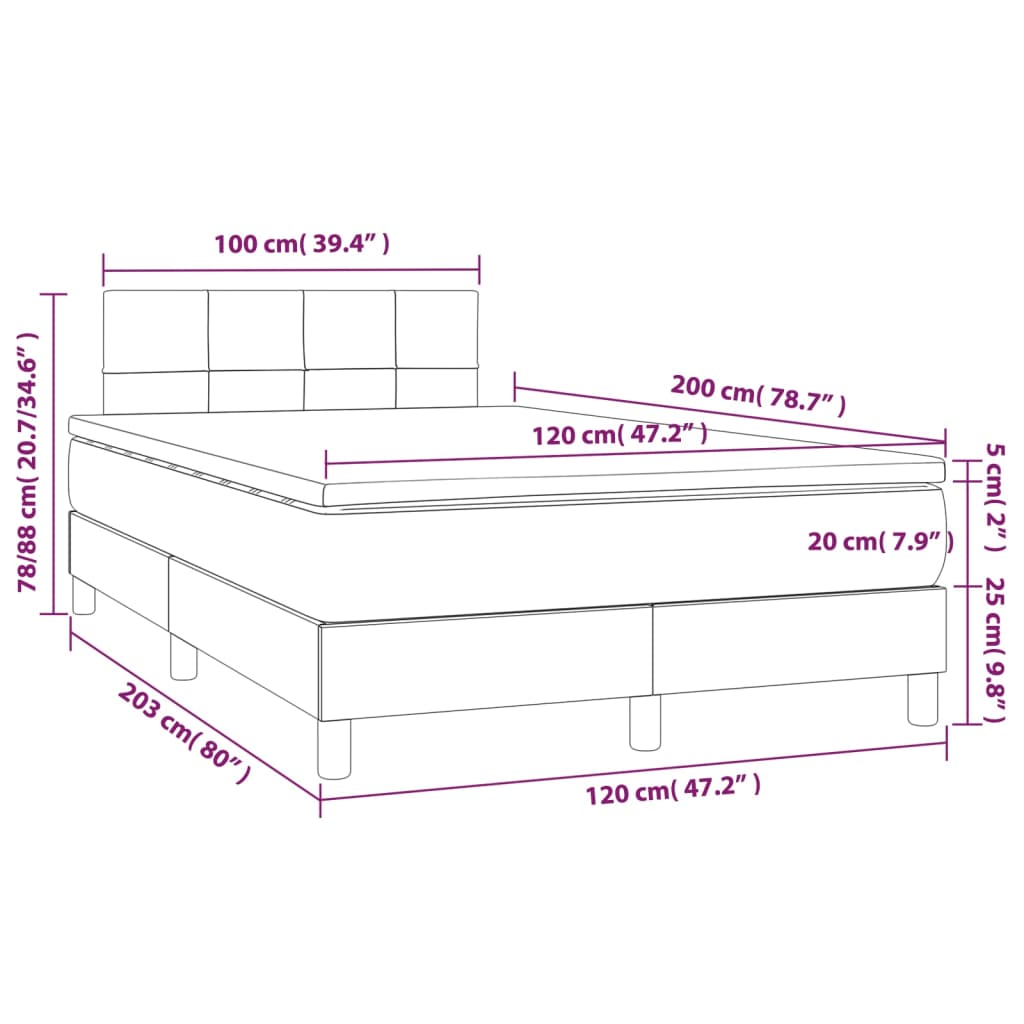 vidaXL Boxspring posteľ s matracom modrá 120x200 cm látka