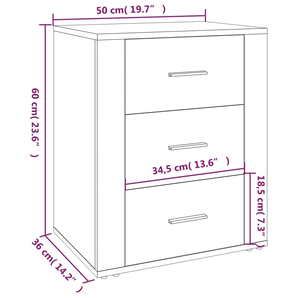 vidaXL Nočný stolík čierny 50x36x60 cm spracované drevo