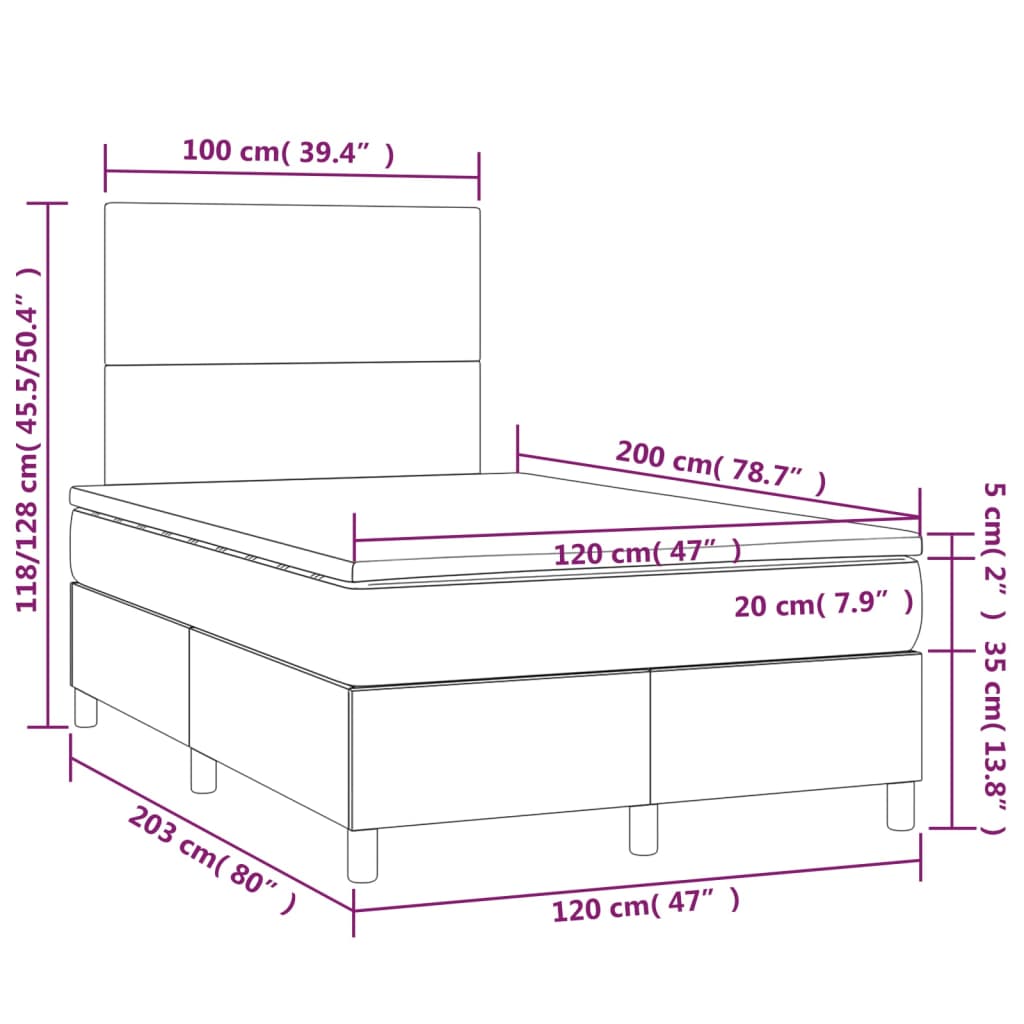 vidaXL Boxspring posteľ s matracom sivá 120x200 cm umelá koža