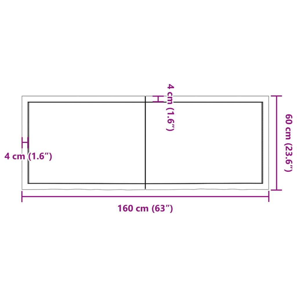 vidaXL Nástenná polica tmavohnedá 160x60x(2-4)cm ošetrený dubový masív