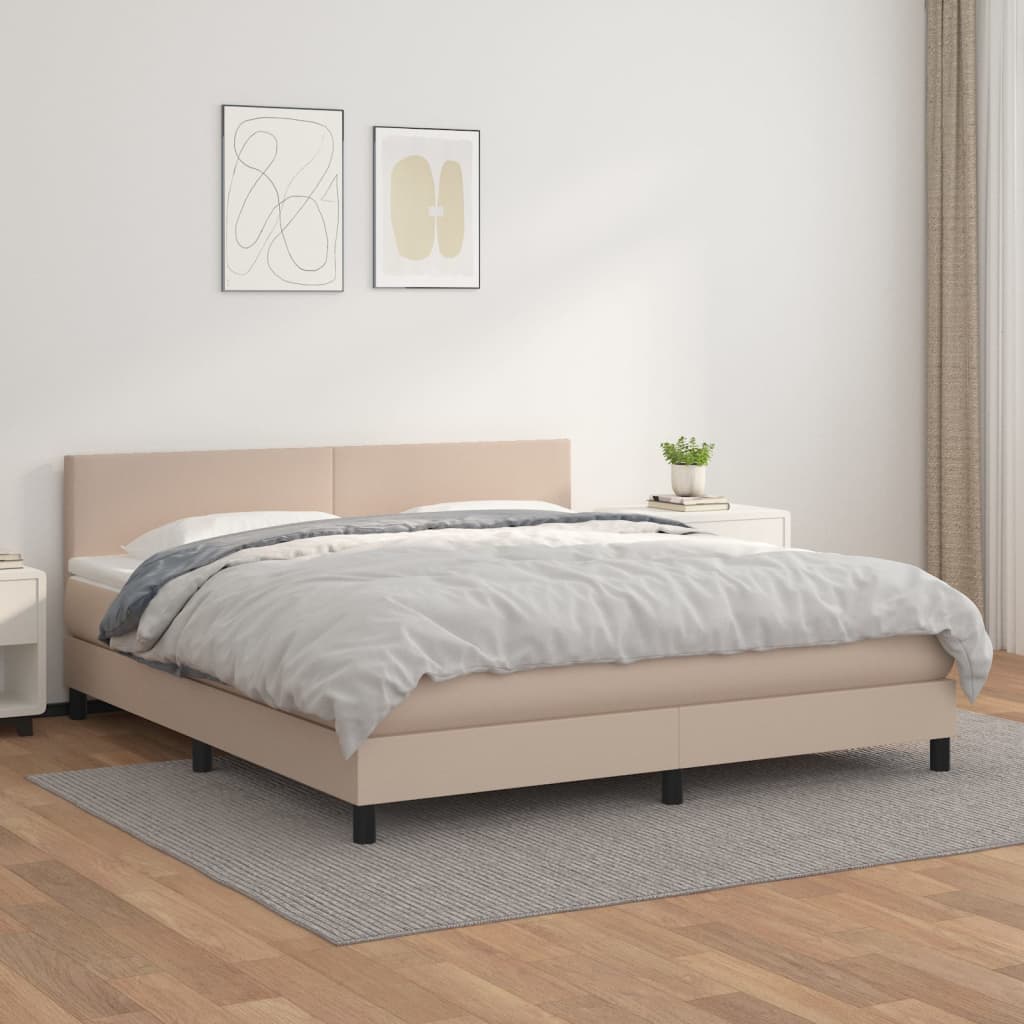 vidaXL Boxspring posteľ s matracom kapučínová 180x200 cm umelá koža