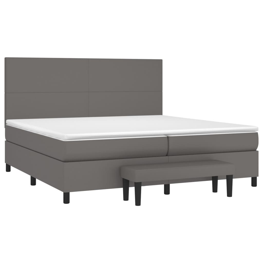 vidaXL Boxspring posteľ s matracom sivá 200x200 cm umelá koža