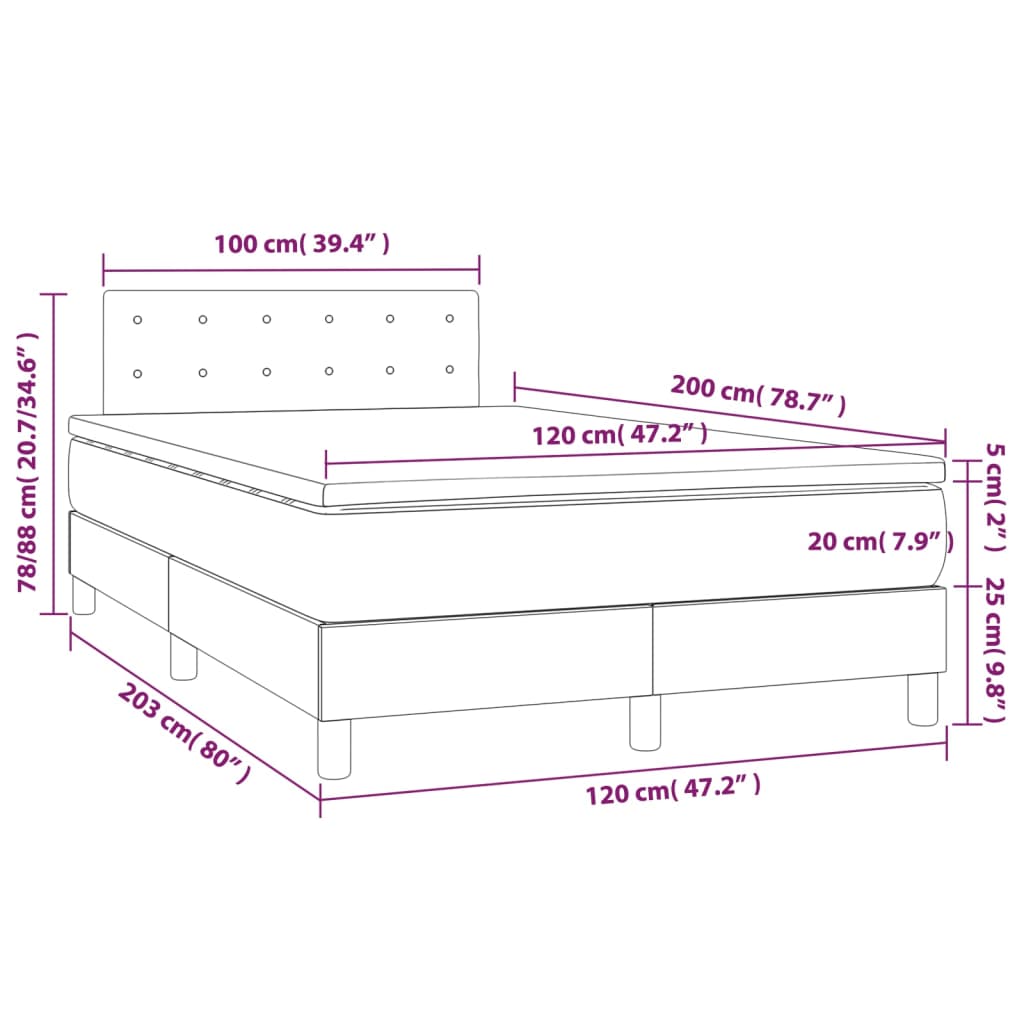 vidaXL Boxspring posteľ s matracom čierny 120x200 cm látka