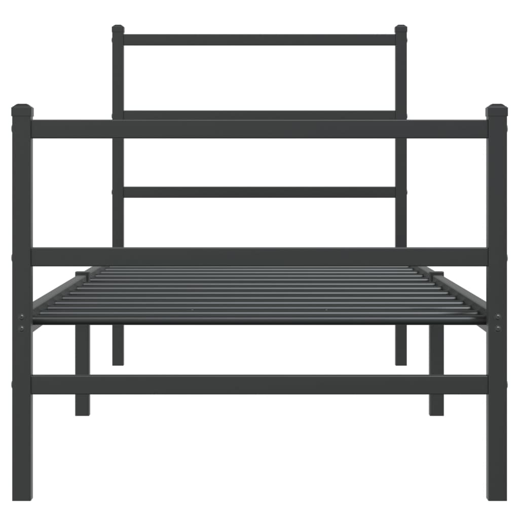 vidaXL Kovový rám postele so zadným a predným čelom čierny 80x200 cm