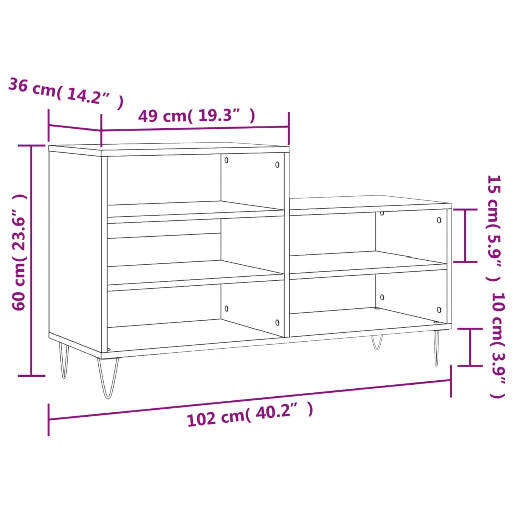 vidaXL Botník lesklý biely 102x36x60 cm spracované drevo