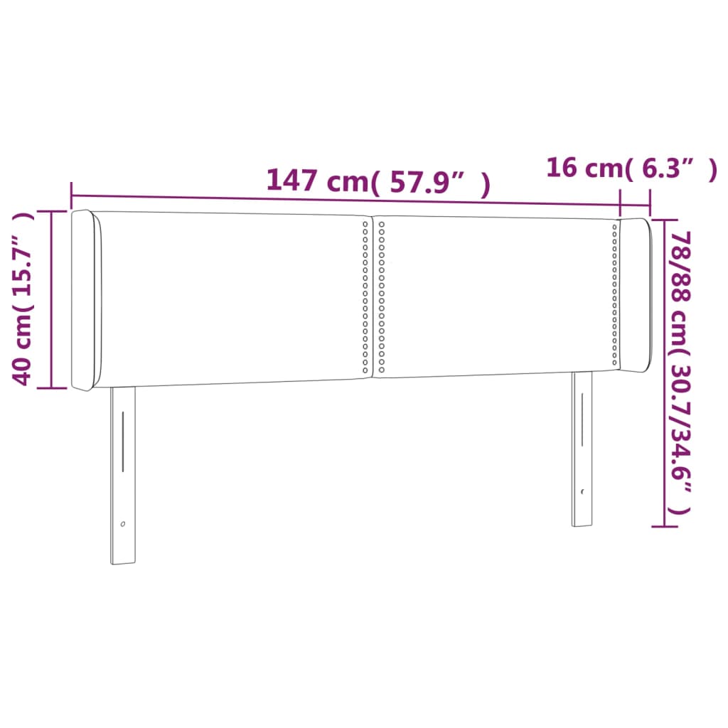 VidaXL Čelo postele sivé 147x16x78/88 cm umelá koža