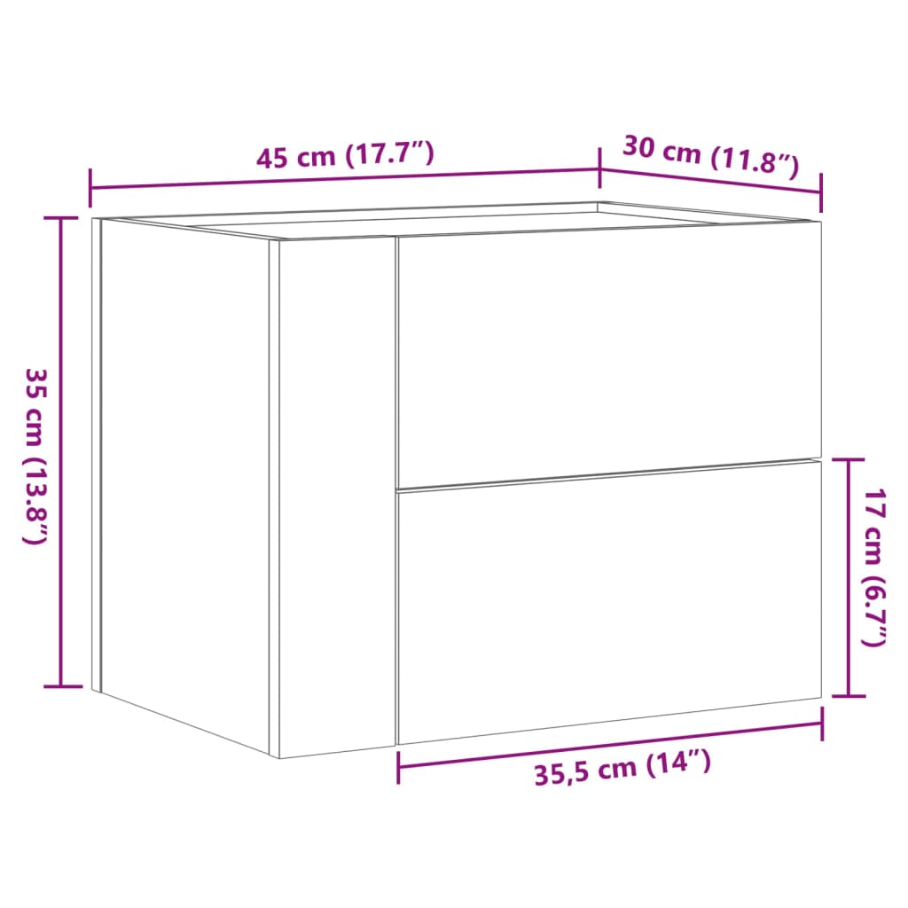 vidaXL Nástenné nočné stolíky 2 ks čierne 45x30x35 cm