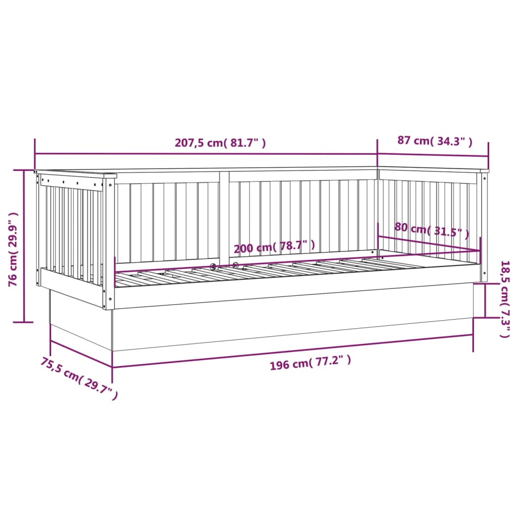 vidaXL Denná posteľ s matracom biela 80x200 cm masívna borovica