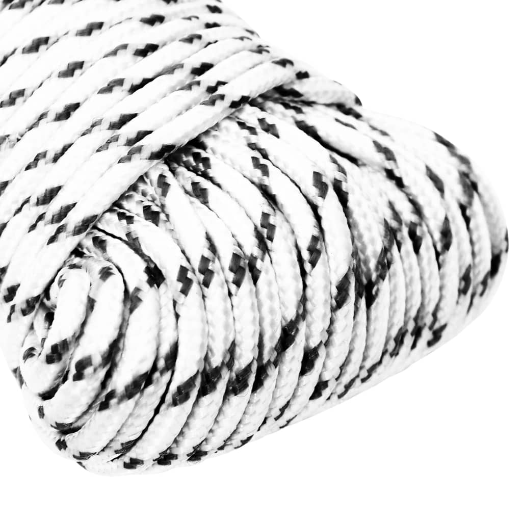vidaXL Pletené lodné lano biele 5 mm x 50 m polyester