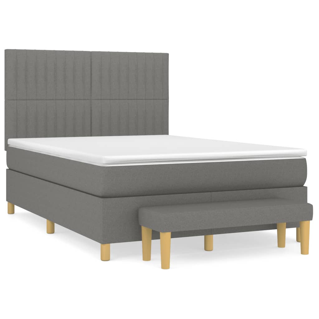 vidaXL Boxspring posteľ s matracom tmavosivá 140x190 cm látka