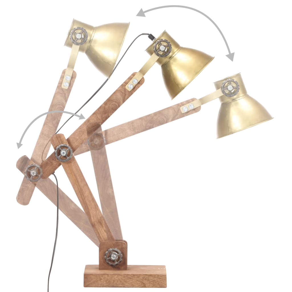 vidaXL Industriálna stolová lampa mosadzná okrúhla 58x18x90 cm E27