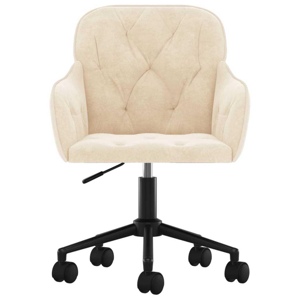 vidaXL Otočná kancelárska stolička krémová zamatová