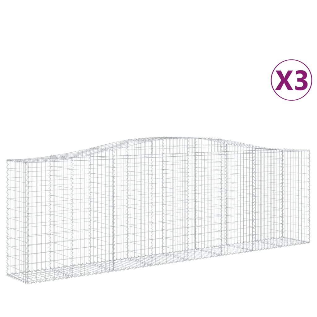 vidaXL Oblúkové gabionové koše 3 ks 400x50x120/140 cm pozink. železo