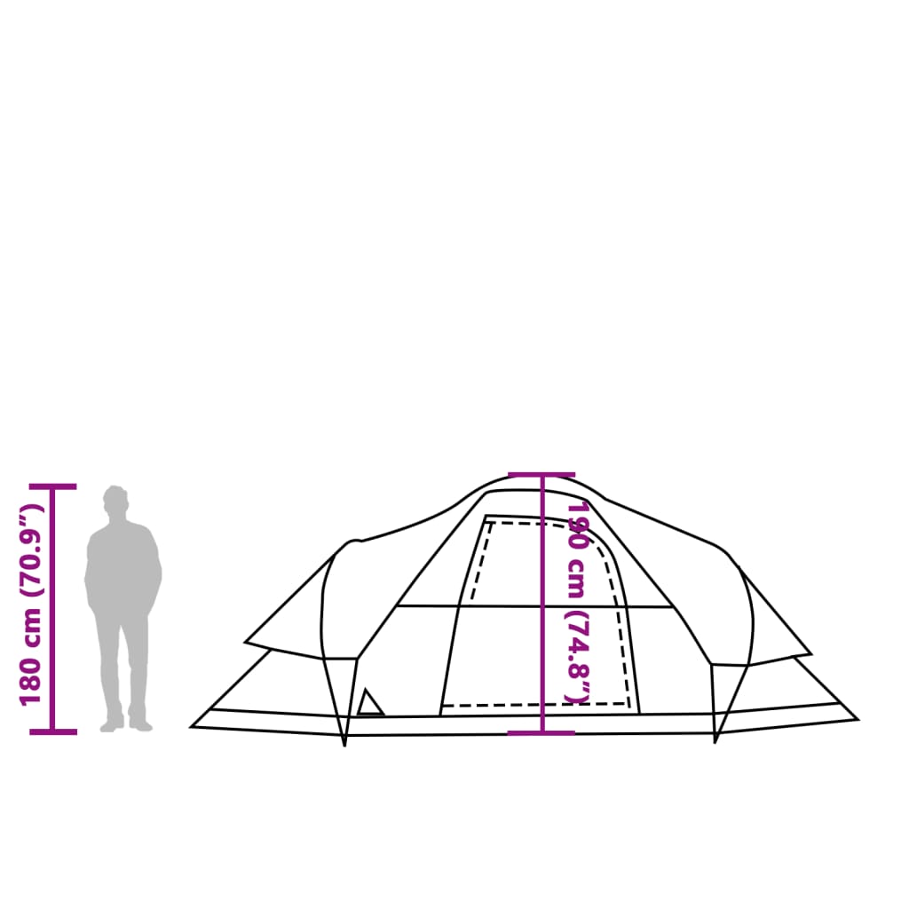 vidaXL Rodinný stan kupola 9 osôb zelený vodoodolný