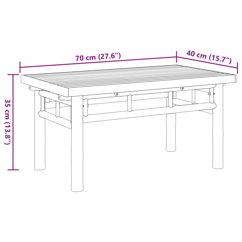 vidaXL Konferenčný stolík 70x40x35 cm bambus