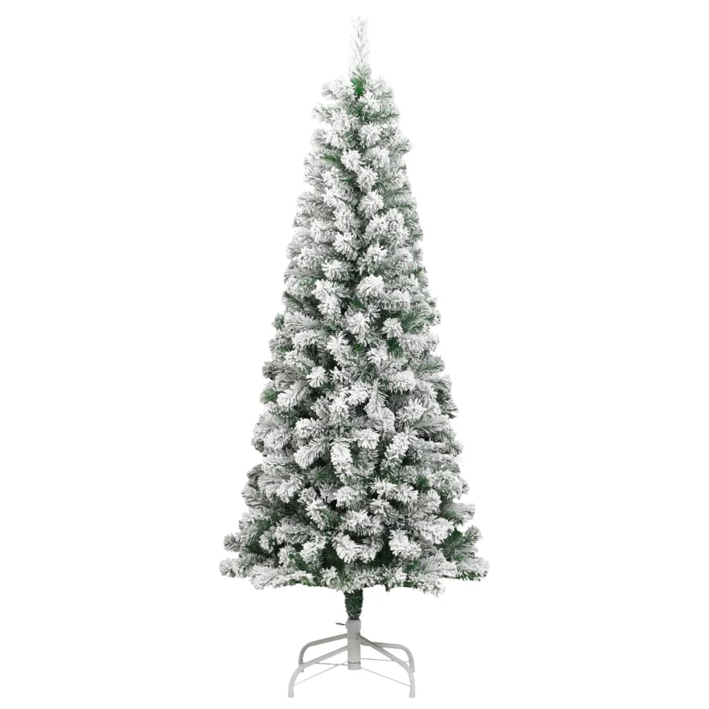 vidaXL Umelý výklopný vianočný stromček so snehovými vločkami 180 cm