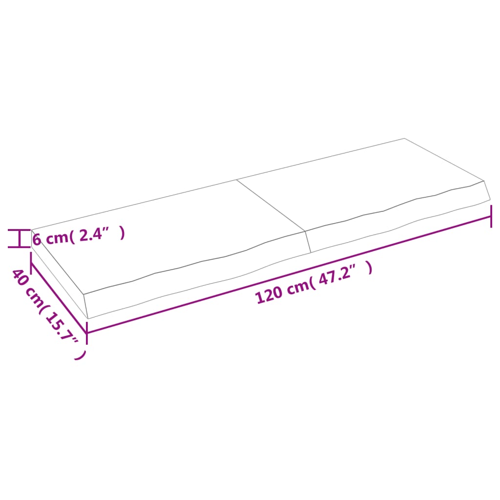 vidaXL Kúpeľňová doska tmavohnedá 120x40x(2-6) cm ošetrený masív