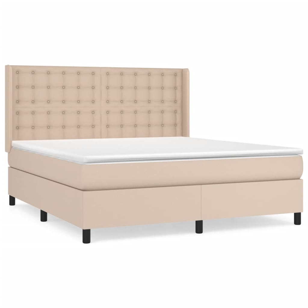 vidaXL Boxspring posteľ s matracom kapučínová 180x200 cm umelá koža