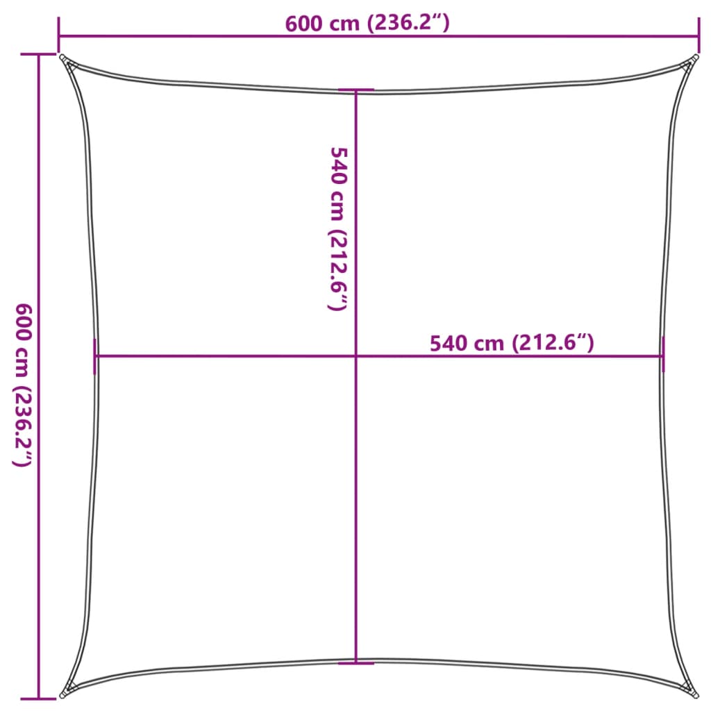 vidaXL Tieniaca plachta 160 g/m² štvorcová piesková 6x6 m HDPE