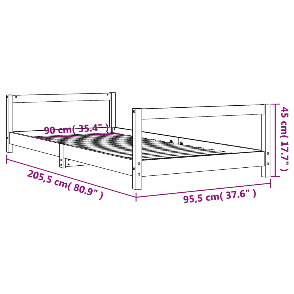 vidaXL Rám detskej postele biely 90x200 cm masívna borovica