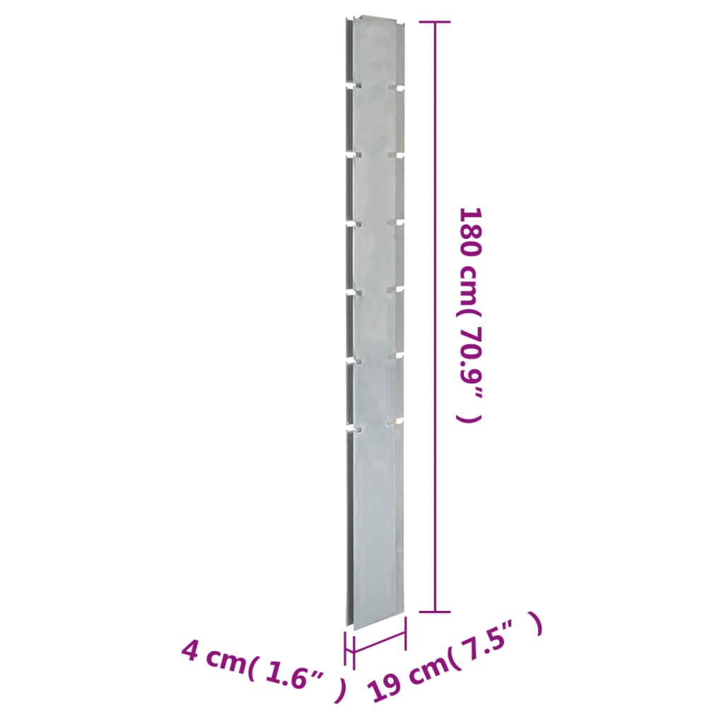 vidaXL Záhradné plotové stĺpiky 40 ks strieborné 180 cm pozinkov. oceľ
