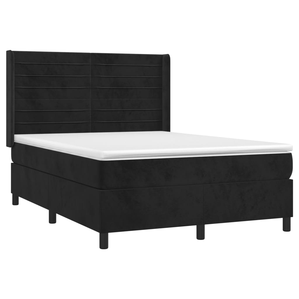 vidaXL Posteľný rám boxspring s matracom čierny 140x190 cm zamat