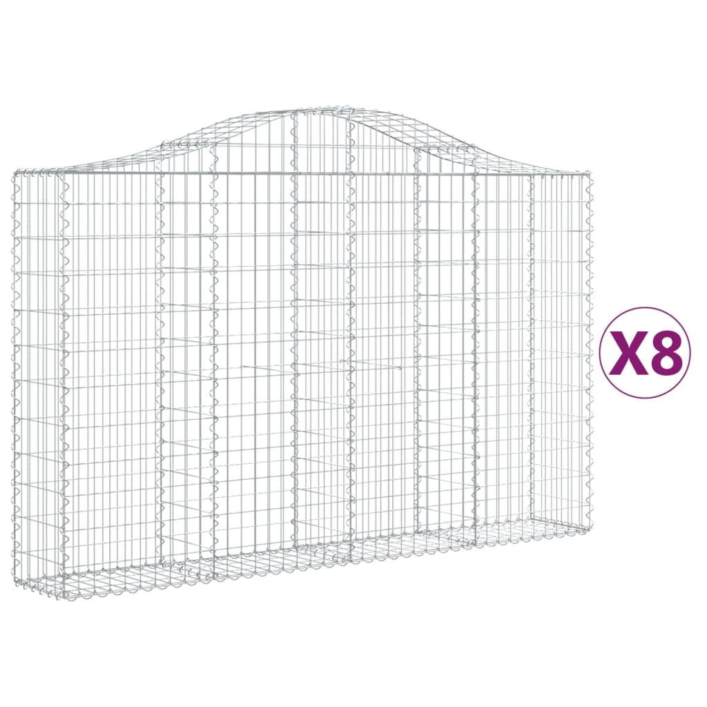 vidaXL Oblúkové gabionové koše 8 ks 200x30x120/140 cm pozink. železo