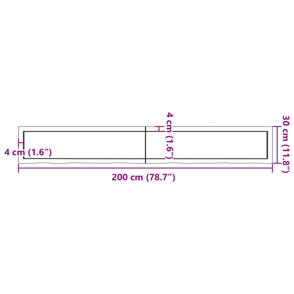vidaXL Kúpeľňová doska 200x30x(2-6) cm neošetrený masív