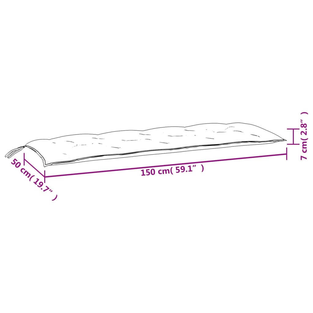 vidaXL Podložky na záhradnú lavičku 2 ks ružové 150x50x7 cm látka