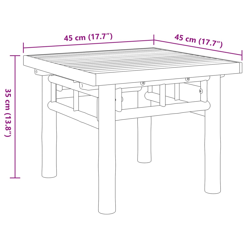 vidaXL Konferenčný stolík 45x45x35 cm bambus