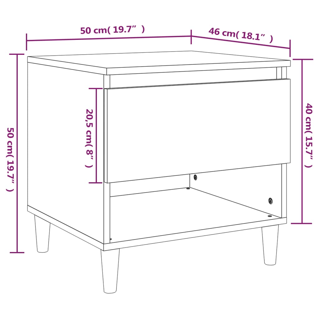 vidaXL Nočné stolíky 2 ks biely 50x46x50 cm spracované drevo