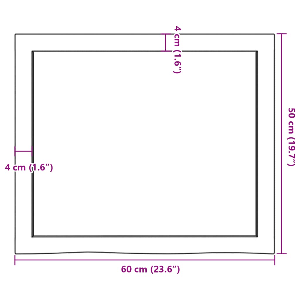 vidaXL Kúpeľňová doska 60x50x(2-4) cm neošetrený masív