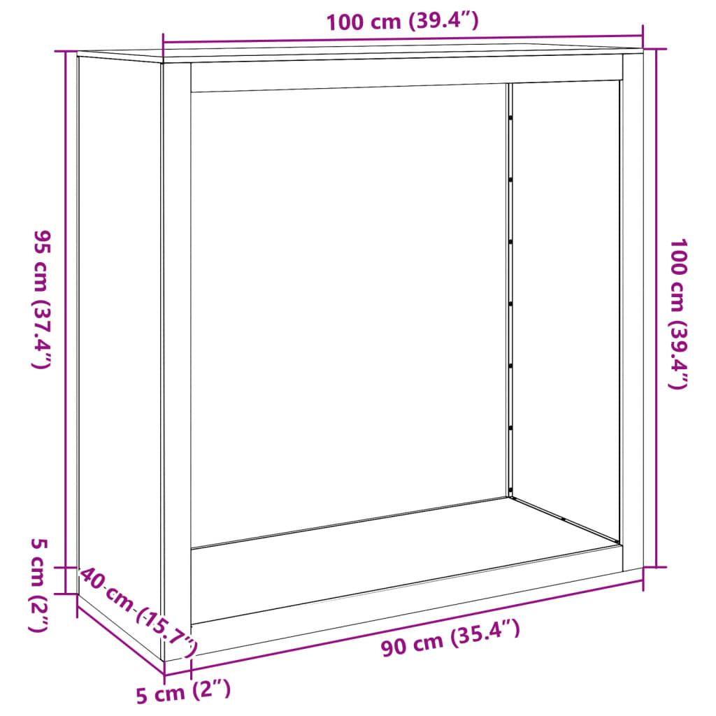 vidaXL Regál na krbové drevo 100x40x100 cm, nehrdzavejúca oceľ