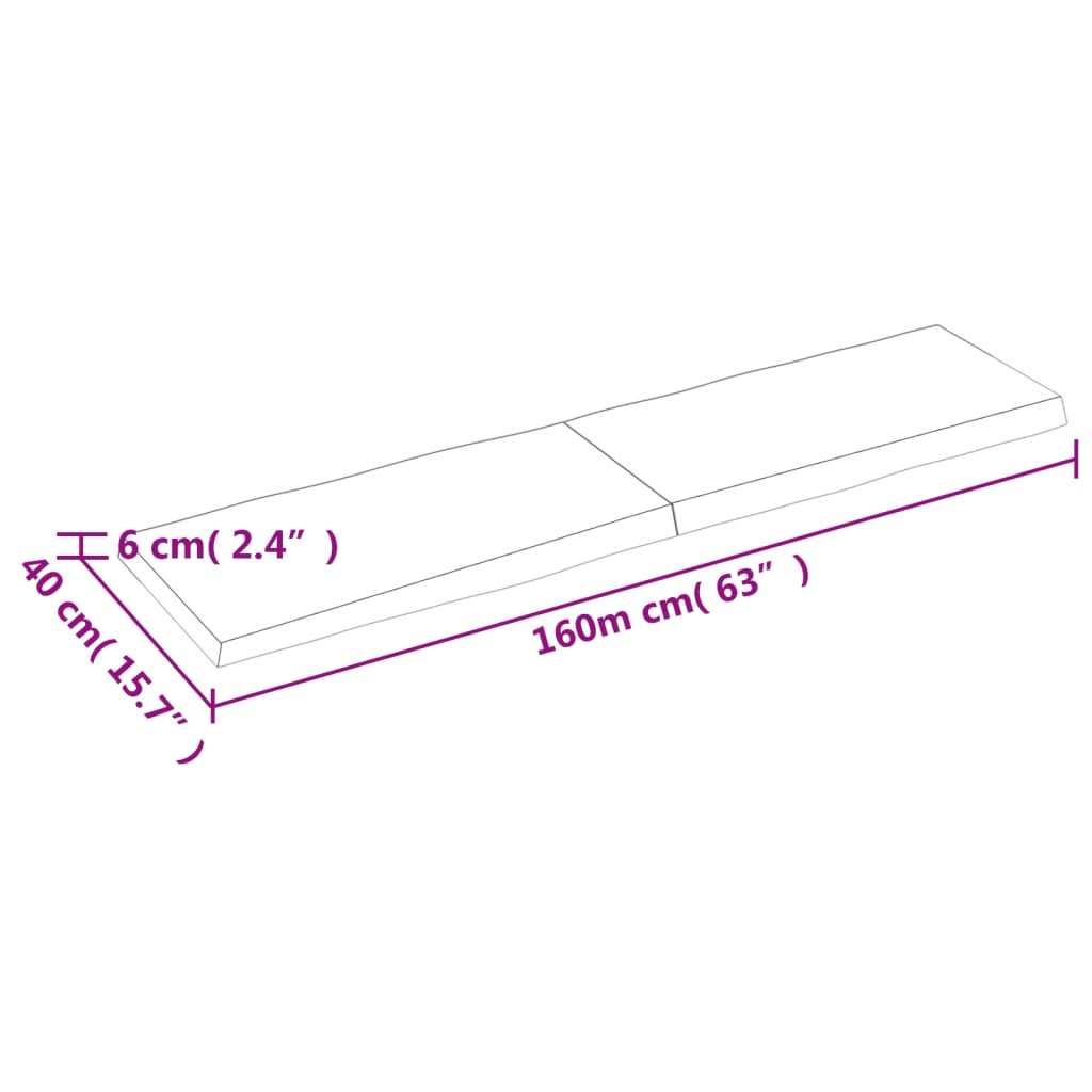 vidaXL Stolová doska tmavohnedá 160x40x(2-6)cm ošetrený masív hrany