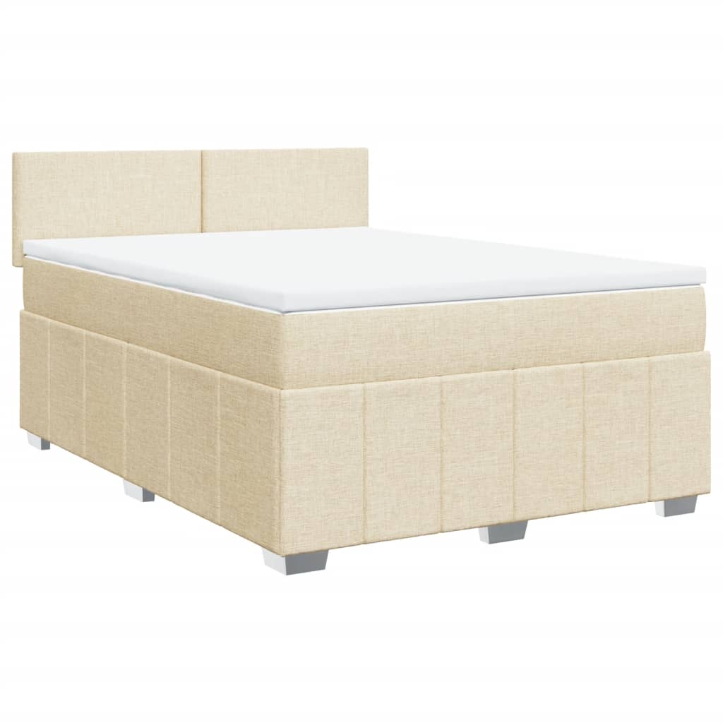 vidaXL Boxspring posteľ s matracom krémový 140x190 cm látka