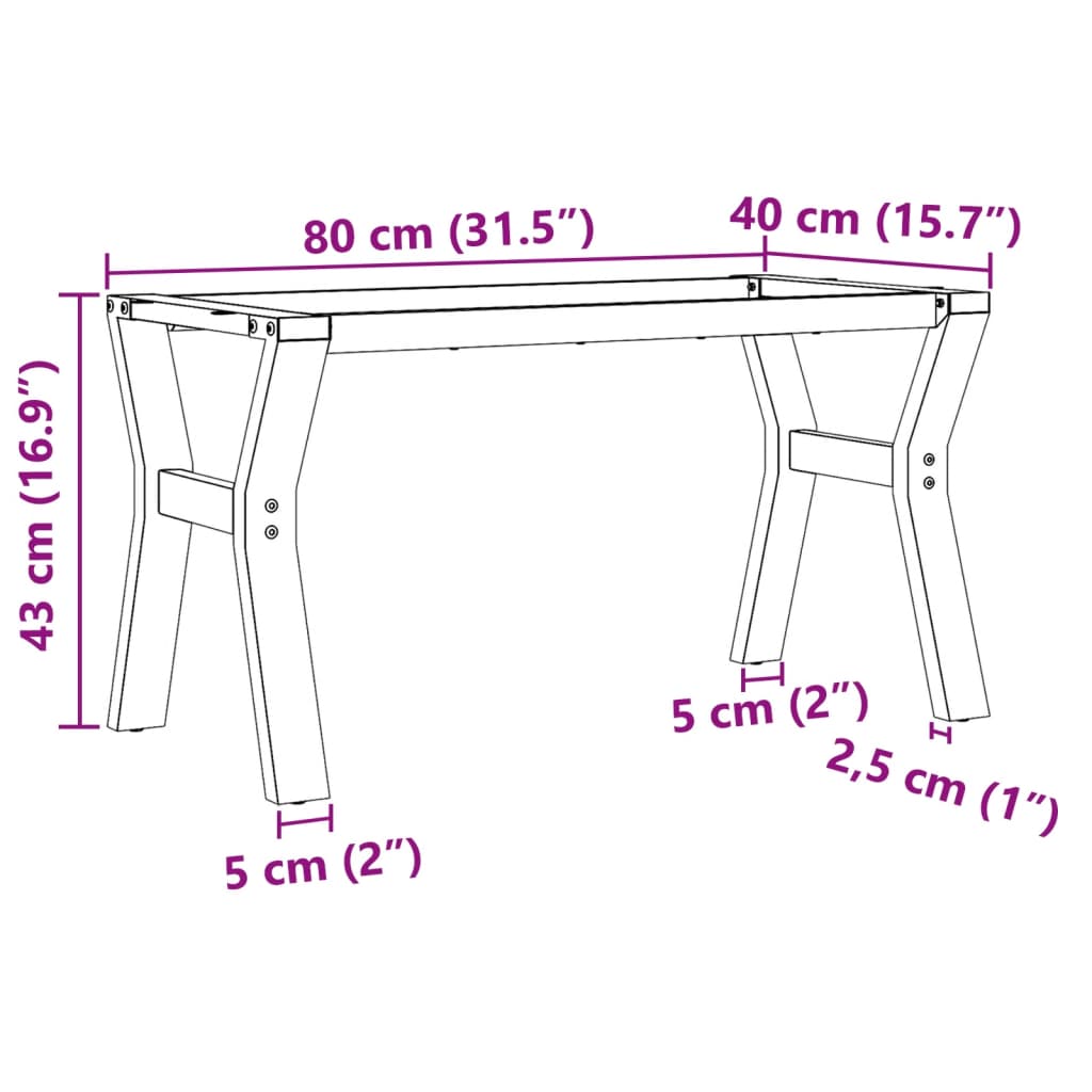 vidaXL Nohy konferenčného stolíka Y-rám 80x40x43 cm liatina