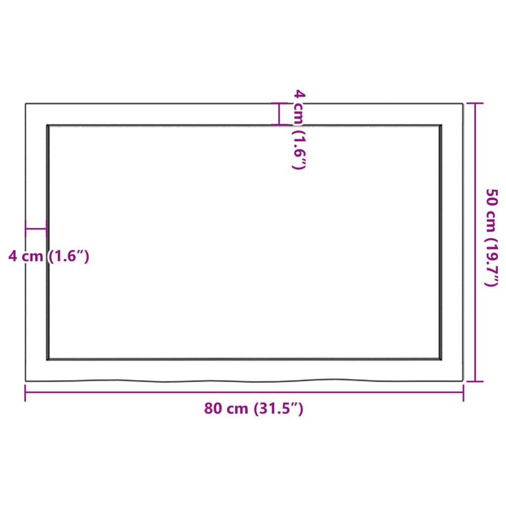 vidaXL Kúpeľňová doska bledohnedá 80x50x(2-4) cm ošetrený masív