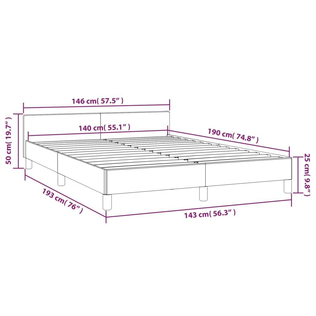 vidaXL Posteľ bez matraca tmavomodrá 140x190 cm zamat