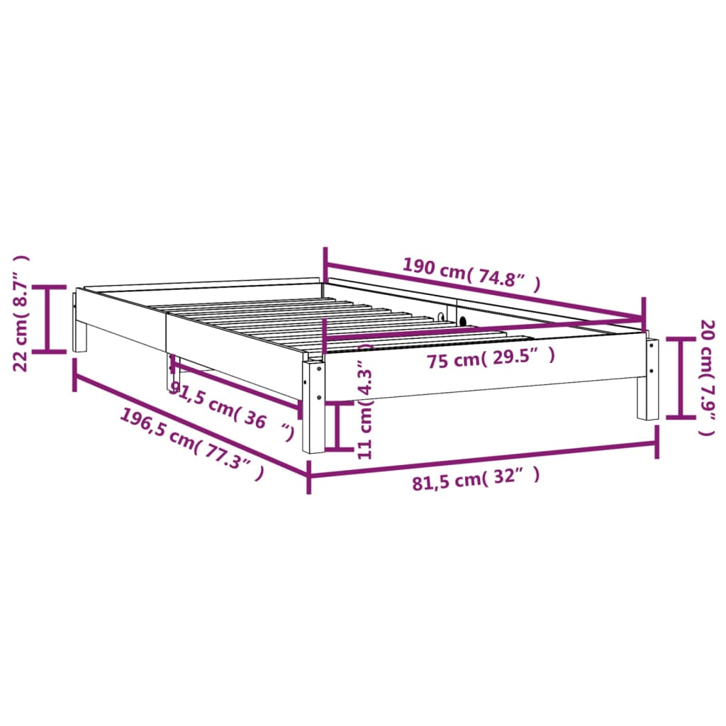 vidaXL Stohovateľná posteľ 75x190 cm borovicový masív