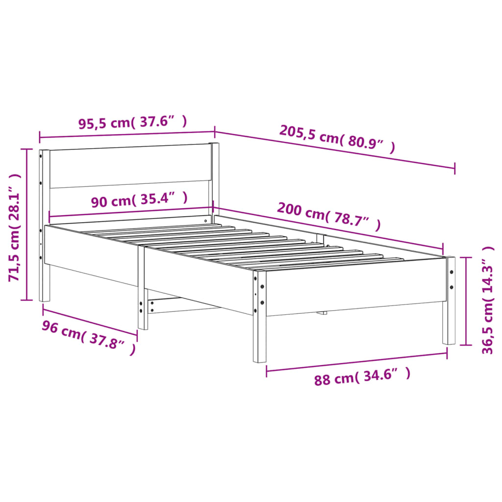 vidaXL Posteľ bez matraca biely 150x200 cm masívna borovica