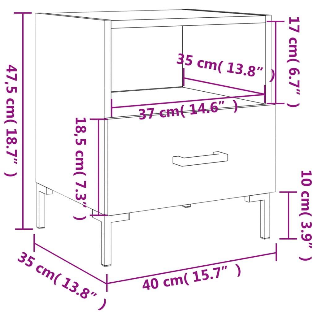 vidaXL Nočné stolíky 2 ks hnedý dub 40x35x47,5 cm kompozitné drevo