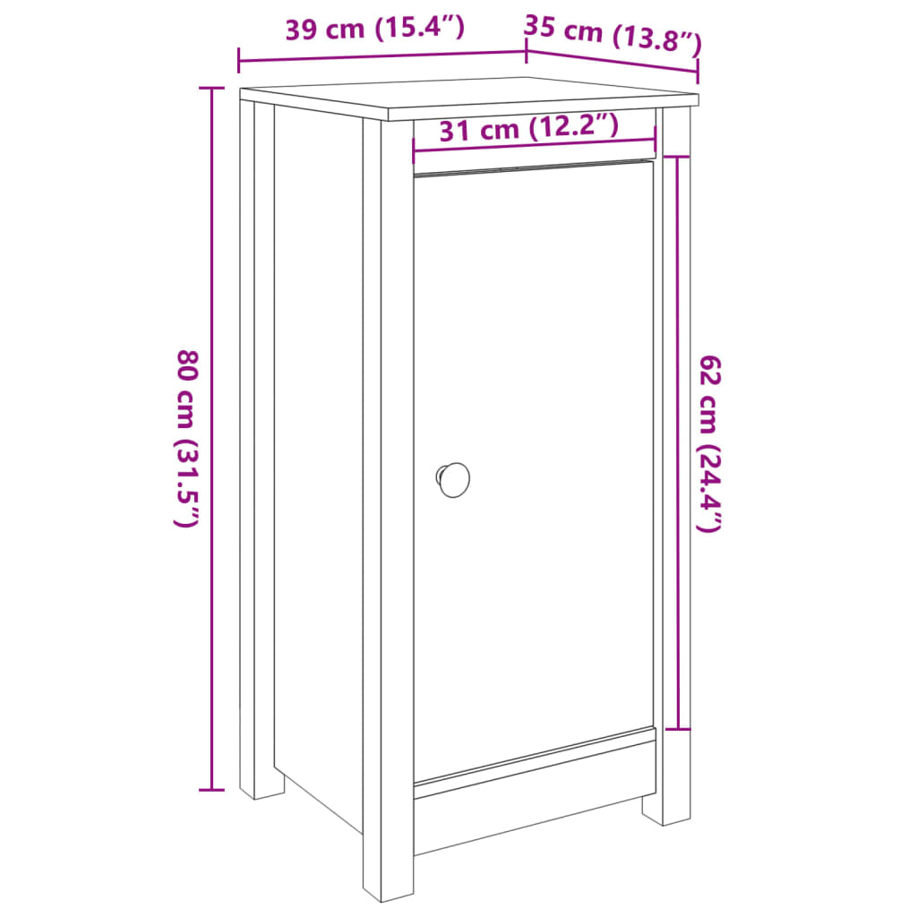 vidaXL Komody 2 ks biele 39x35x80 cm borovicový masív