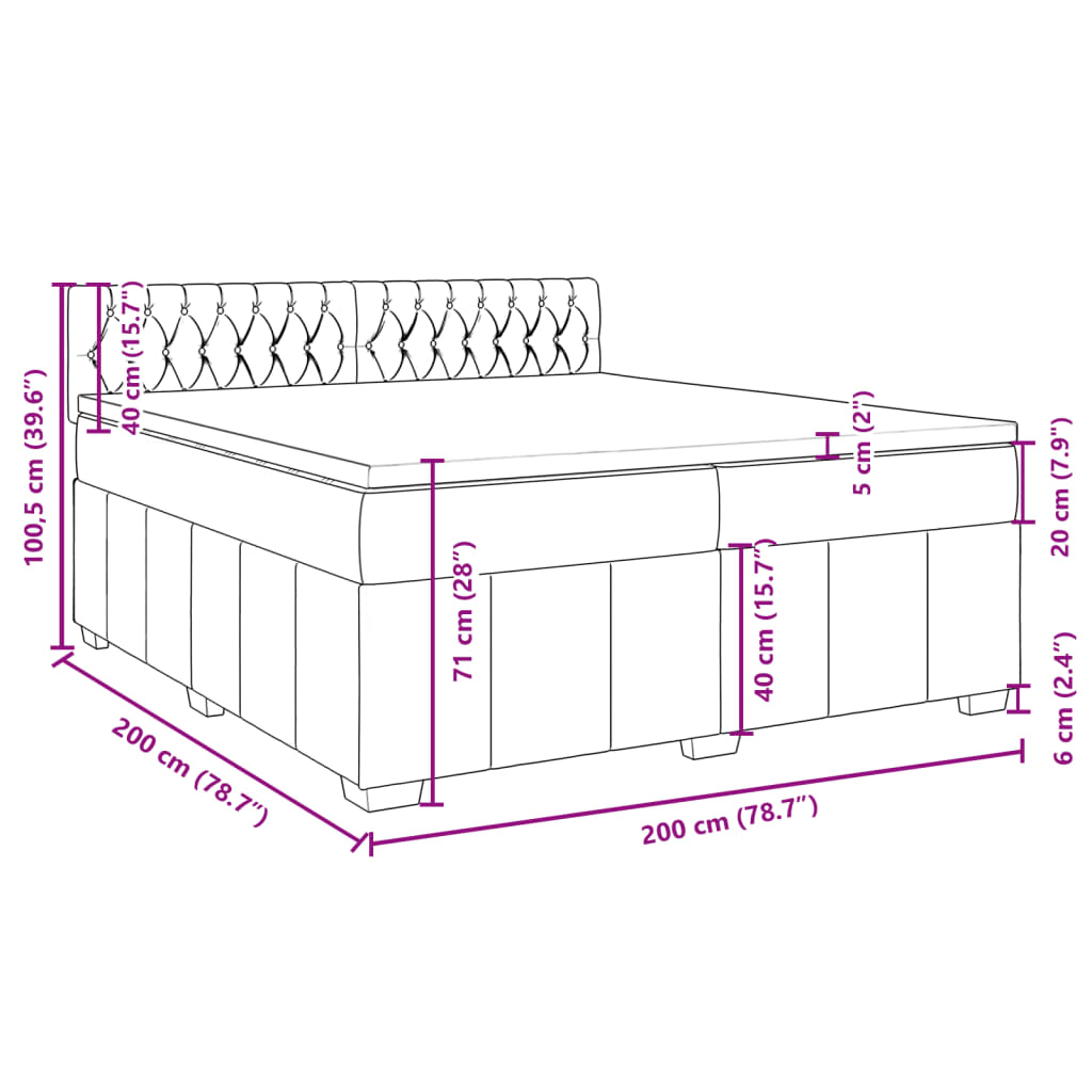 vidaXL Boxspring posteľ s matracom tmavosivá 200x200 cm látka