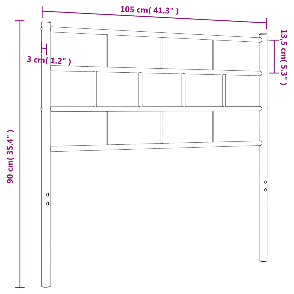 vidaXL Kovové čelo postele biele 100 cm