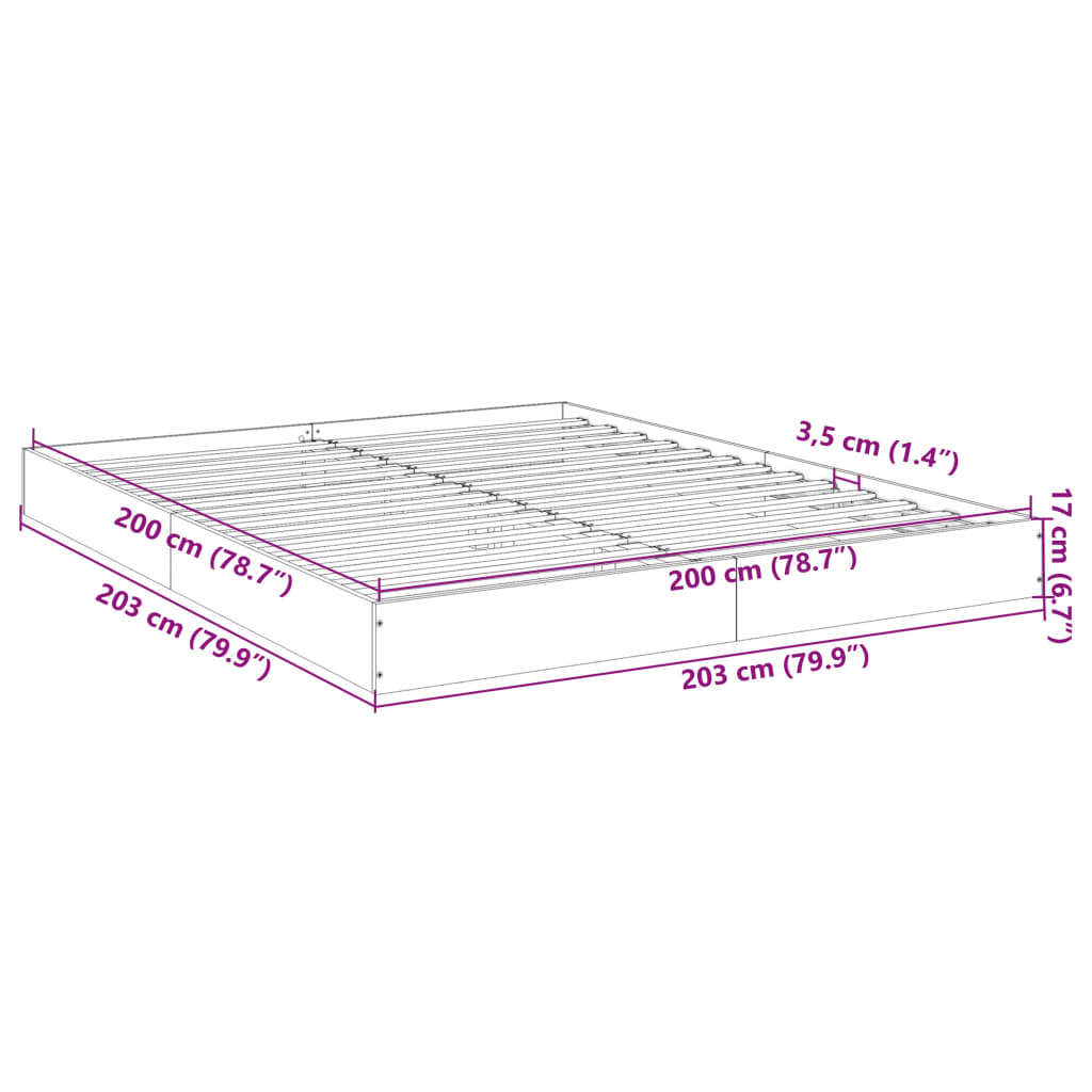 vidaXL Posteľný rám dub sonoma 200x200 cm kompozitné drevo