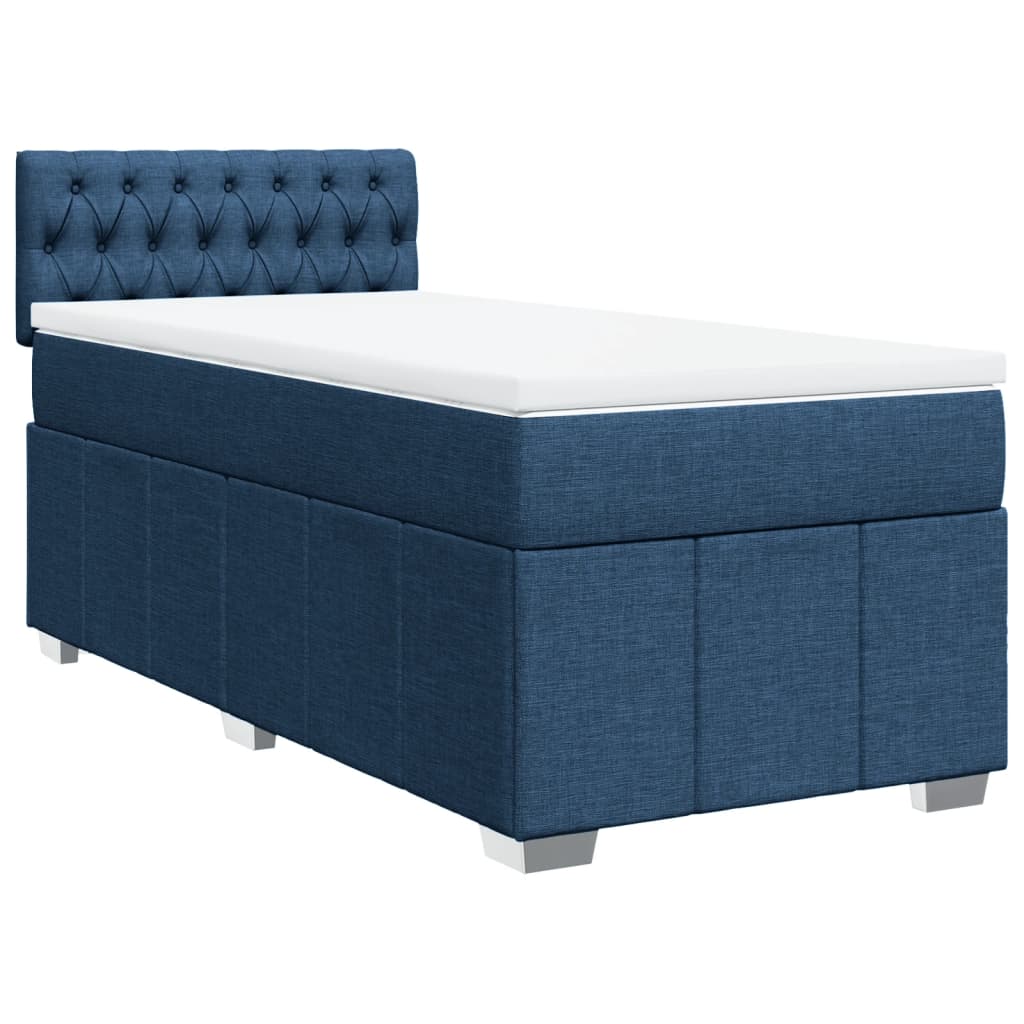 vidaXL Posteľný rám boxspring s matracom modrý 90x190 cm látka