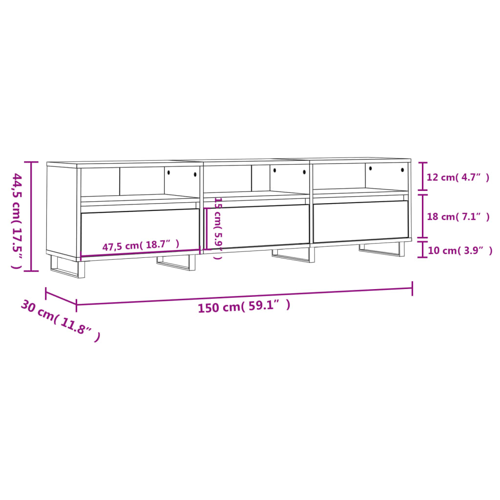 vidaXL TV skrinka biela 150x30x44,5 cm kompozitné drevo