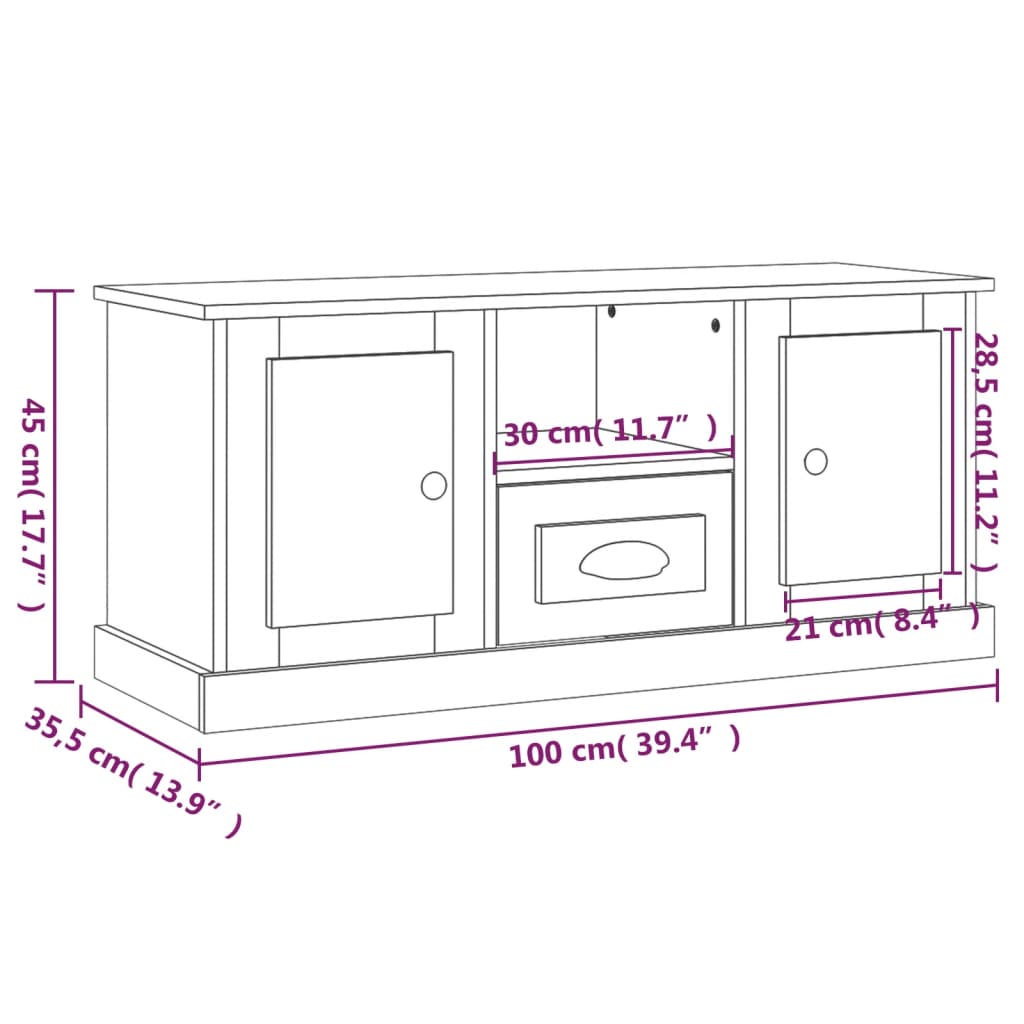 vidaXL TV skrinka dub sonoma 100x35,5x45 cm kompozitné drevo