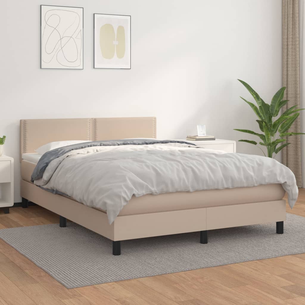 vidaXL Boxspring posteľ s matracom kapučínová 140x190 cm umelá koža